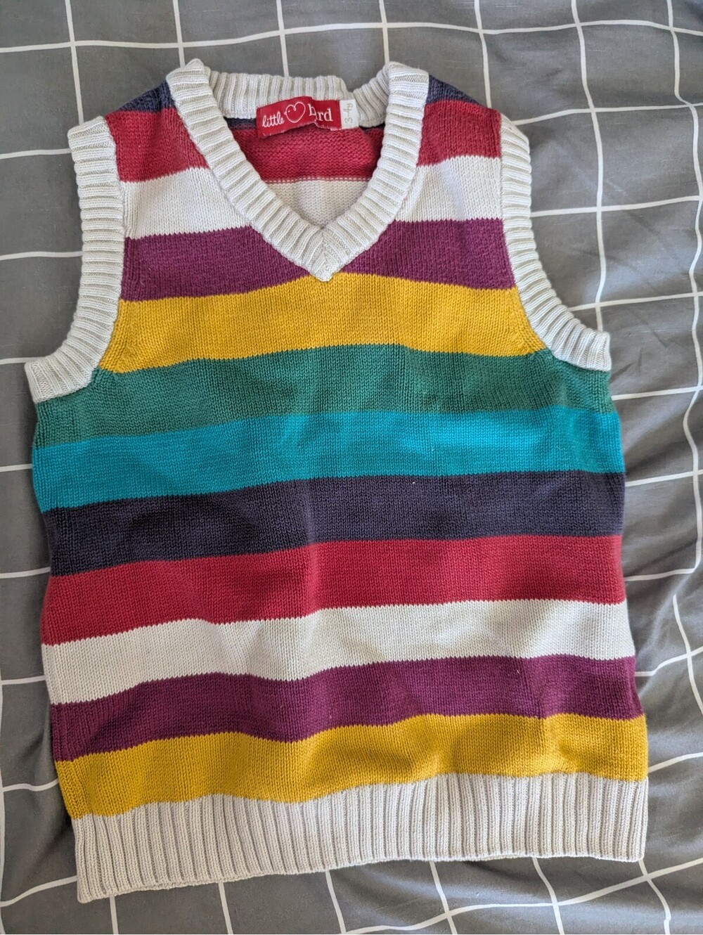 Little Bird rainbow stripe retro sweater vest